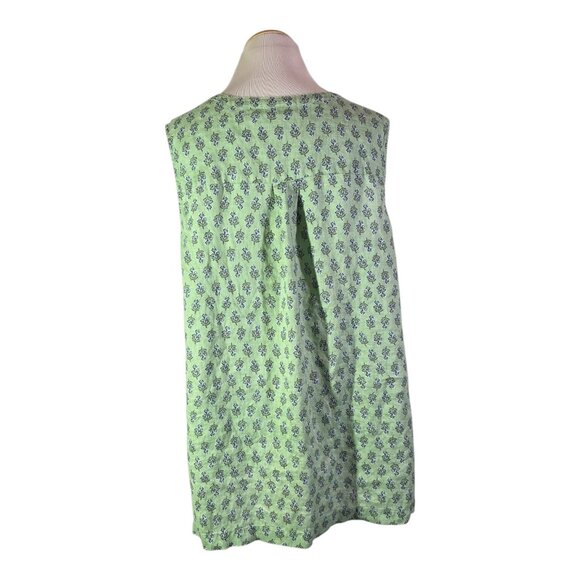 J. Jill Pure Jill Linen Size XL Sleeveless Tunic Top Green Floral Block Print - Picture 7 of 11